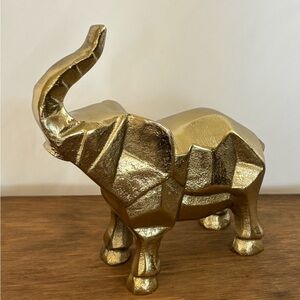 Elephant Sculpture Handcrafted Golden Aluminum